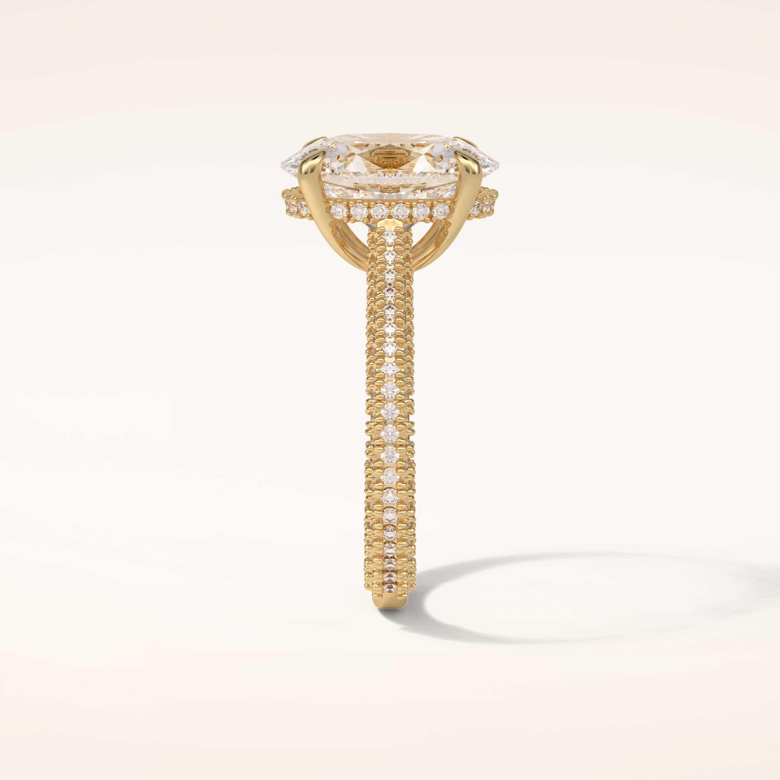 4 CT Oval Shaped Hidden Halo & Pave Moissanite Engagement Ring