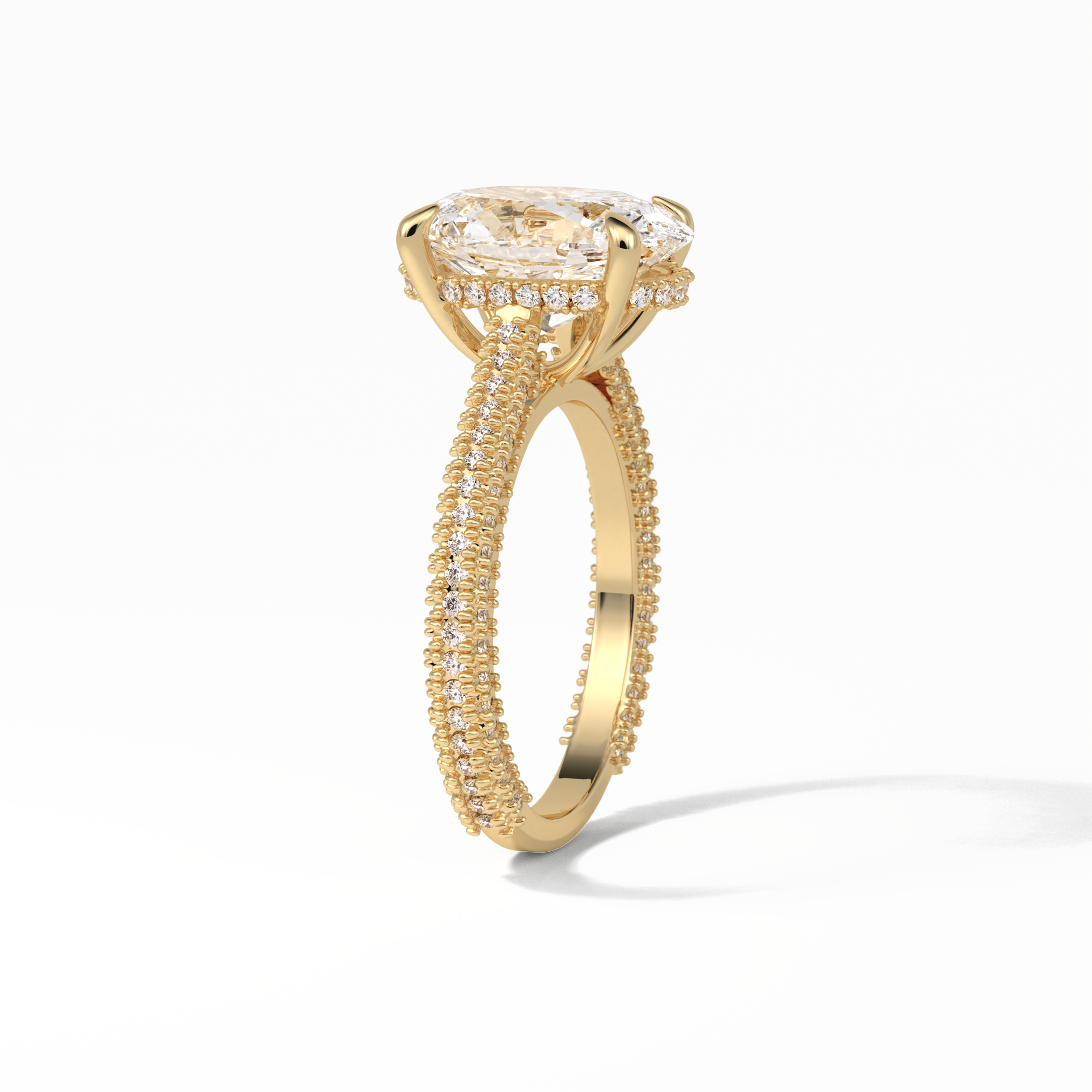Oval Pave & Hidden Halo Lab Grown Diamond Engagement Ring