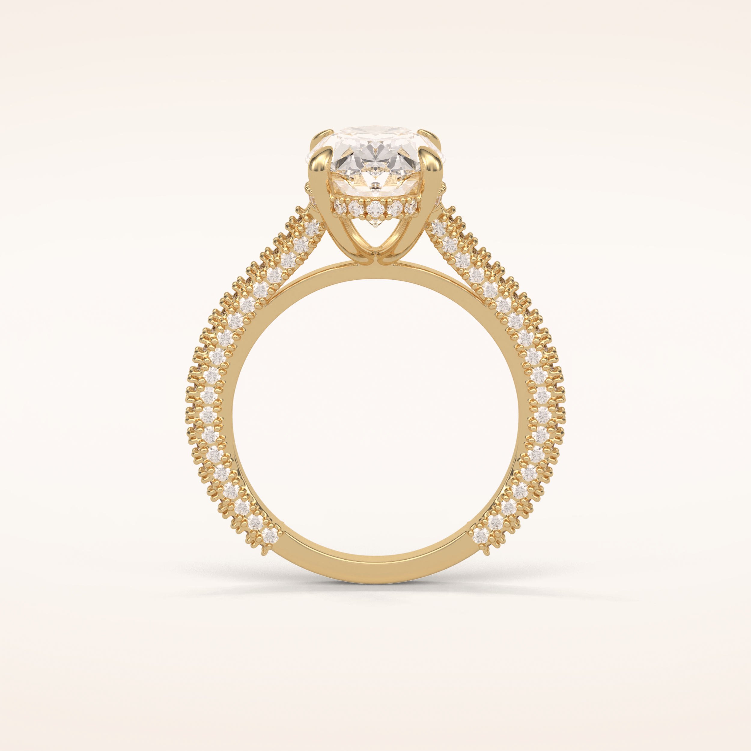 4 CT Oval Shaped Hidden Halo & Pave Moissanite Engagement Ring