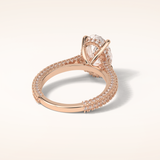 4 CT Oval Shaped Hidden Halo & Pave Moissanite Engagement Ring