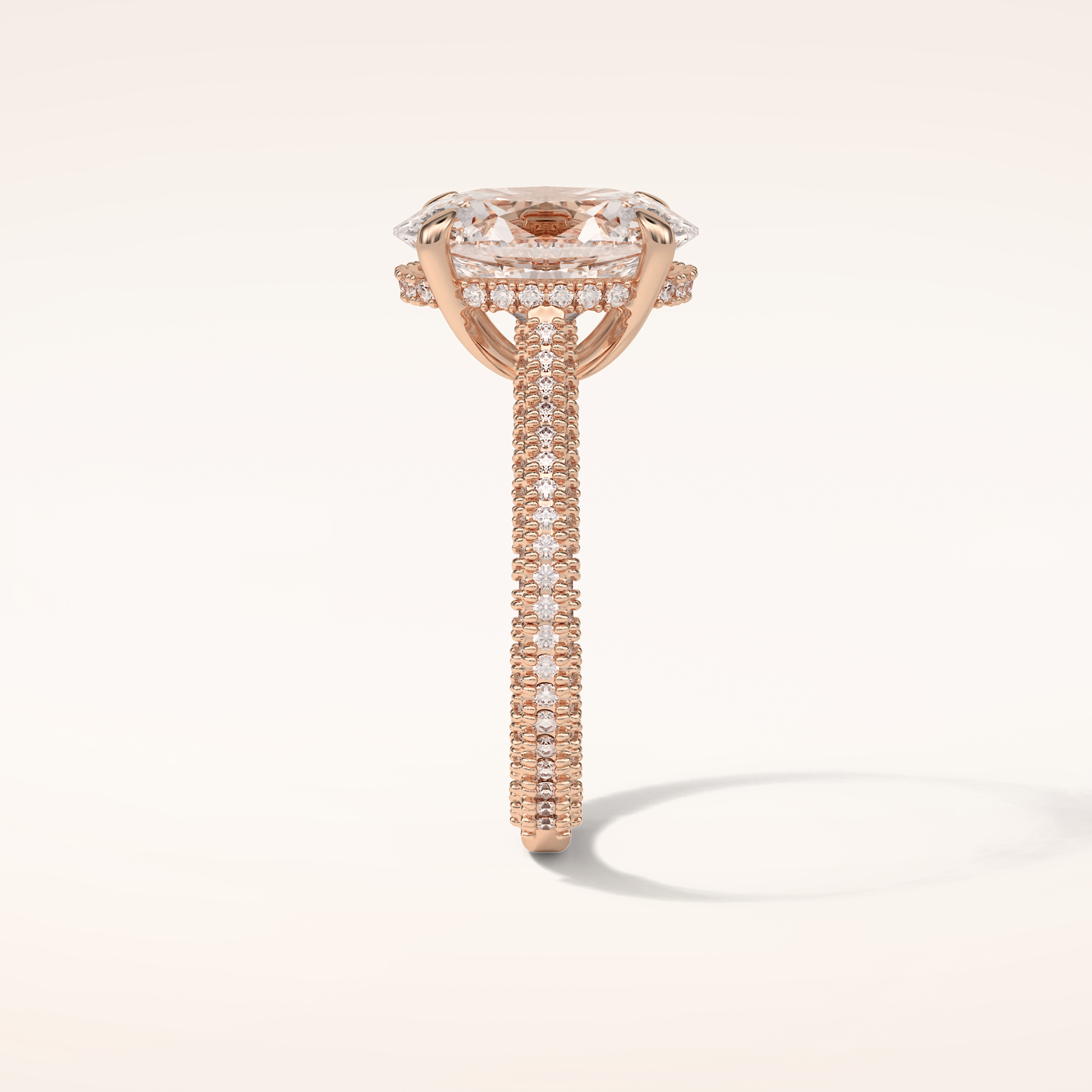 4 CT Oval Shaped Hidden Halo & Pave Moissanite Engagement Ring