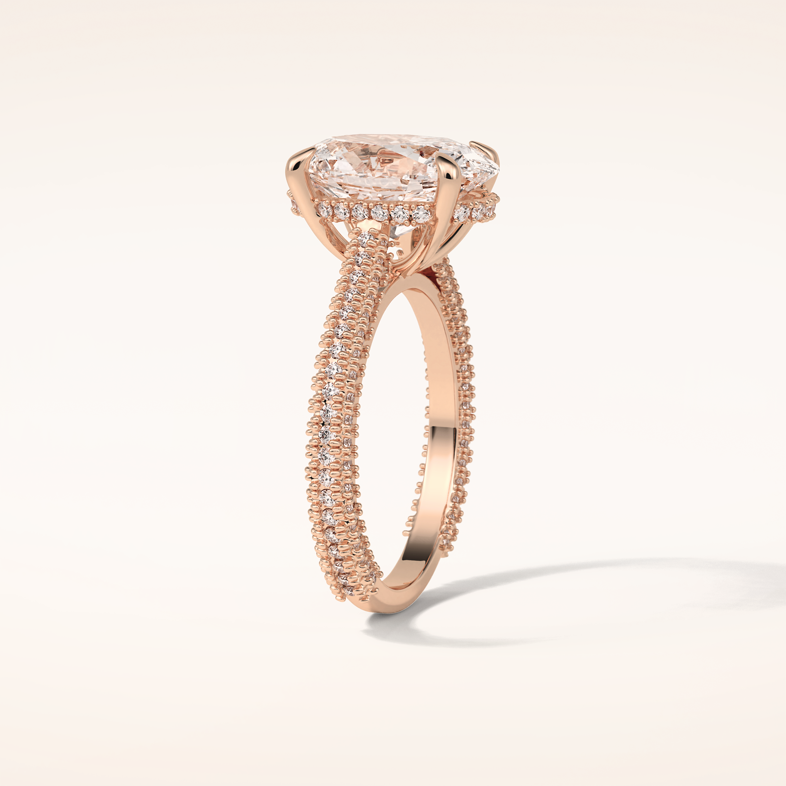 4 CT Oval Shaped Hidden Halo & Pave Moissanite Engagement Ring