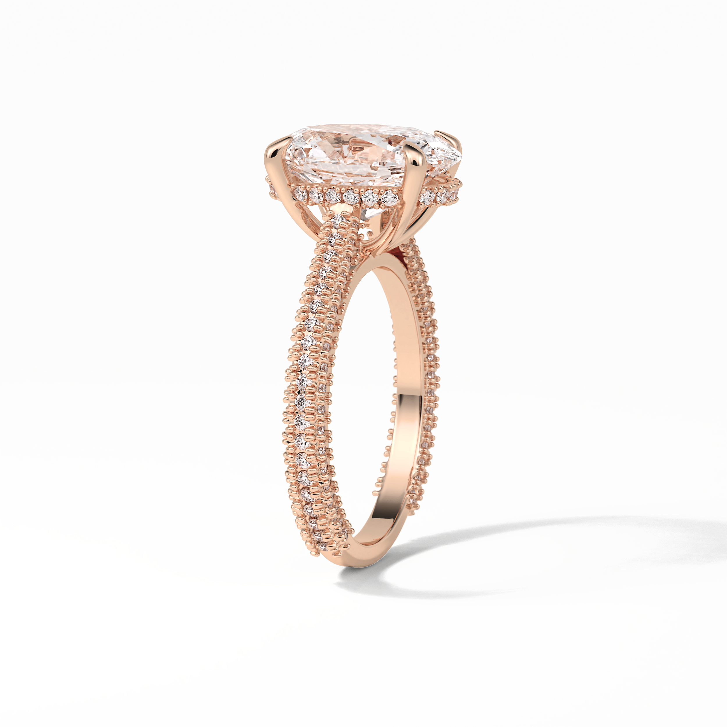 Oval Pave & Hidden Halo Lab Grown Diamond Engagement Ring