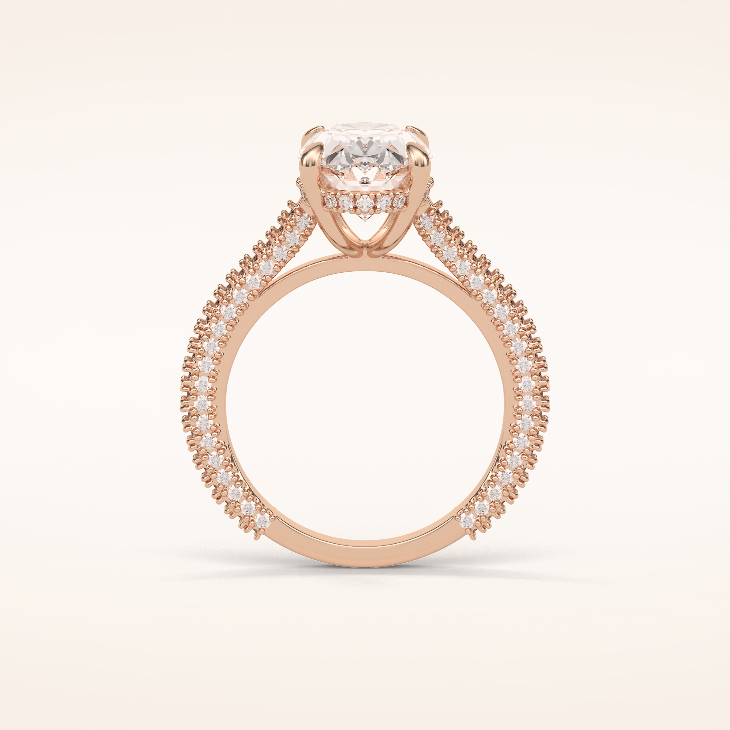 4 CT Oval Shaped Hidden Halo & Pave Moissanite Engagement Ring