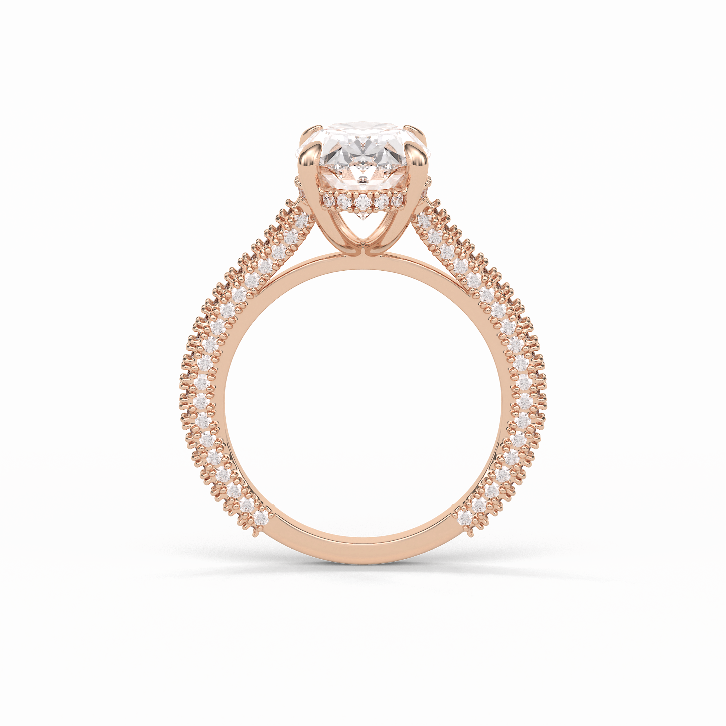 Oval Pave & Hidden Halo Lab Grown Diamond Engagement Ring