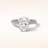 4 CT Oval Shaped Hidden Halo & Pave Moissanite Engagement Ring