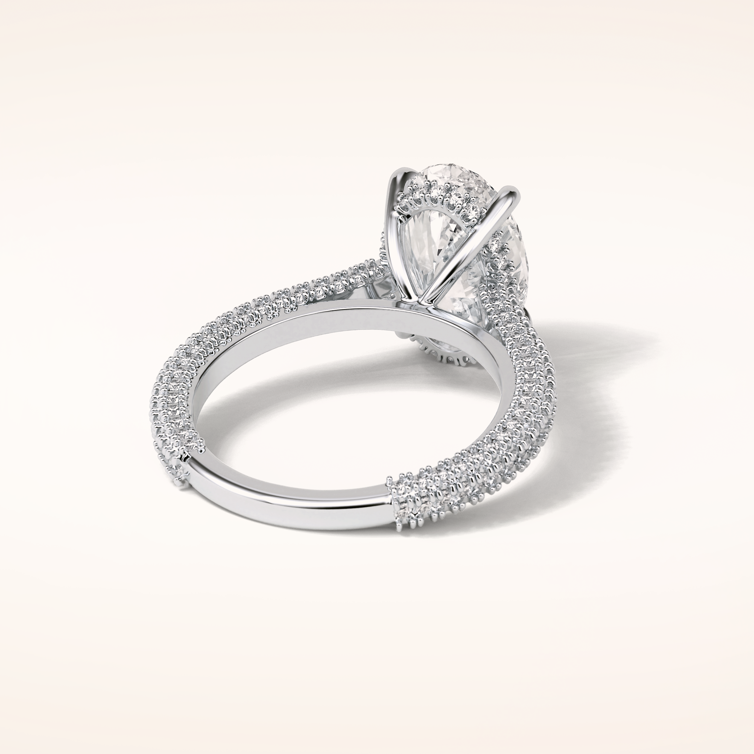 4 CT Oval Shaped Hidden Halo & Pave Moissanite Engagement Ring