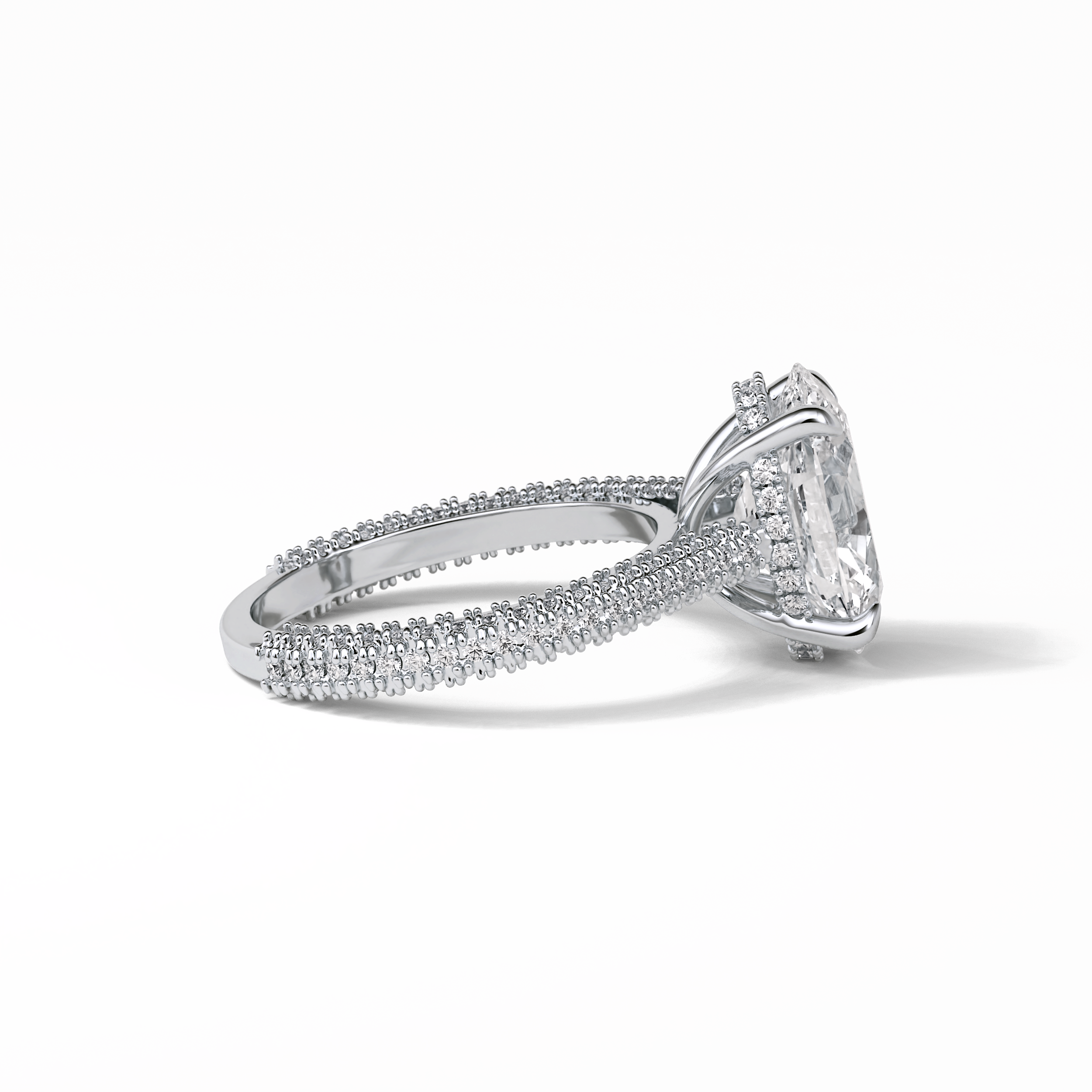 Oval Pave & Hidden Halo Lab Grown Diamond Engagement Ring