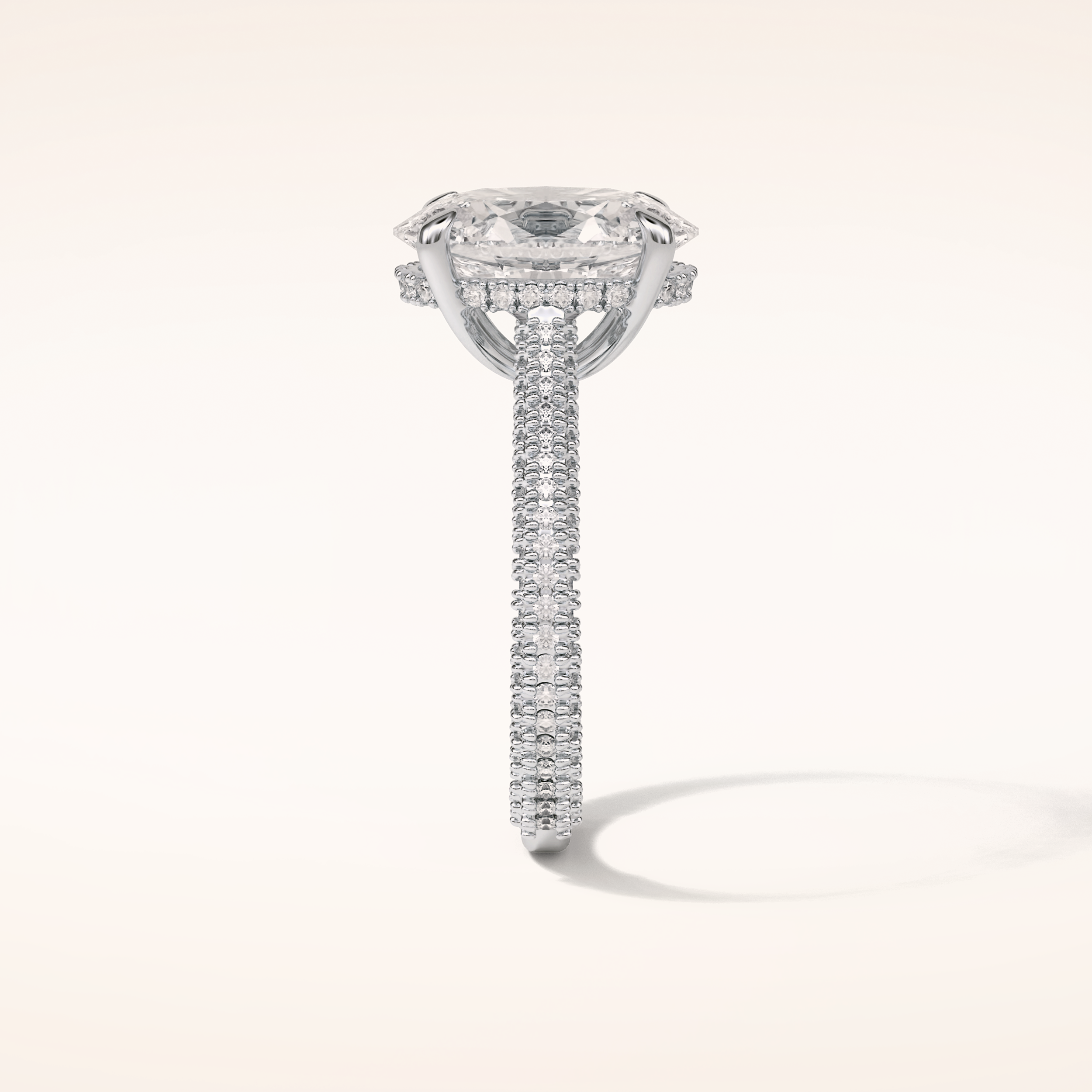 4 CT Oval Shaped Hidden Halo & Pave Moissanite Engagement Ring