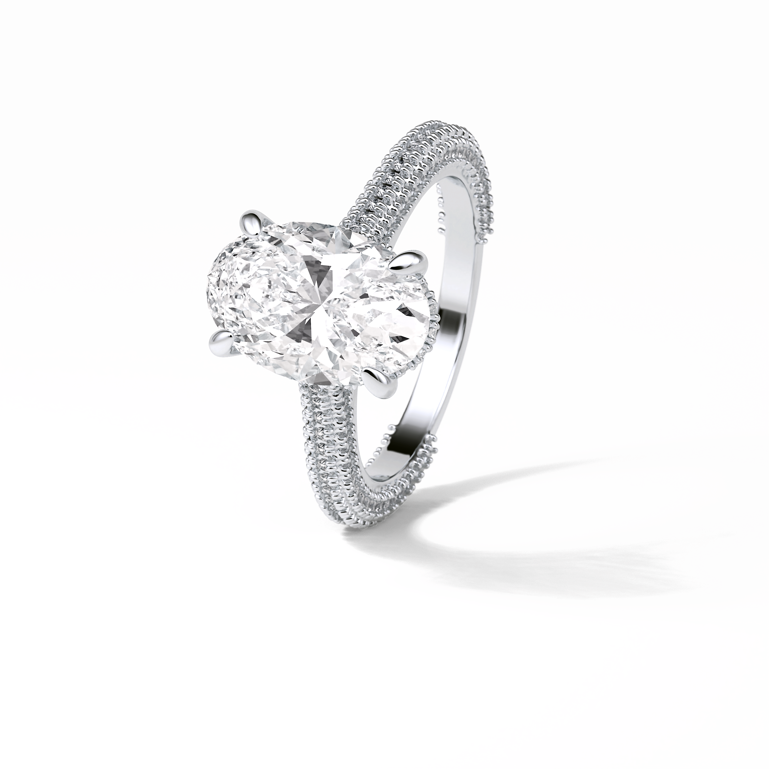 Oval Pave & Hidden Halo Lab Grown Diamond Engagement Ring