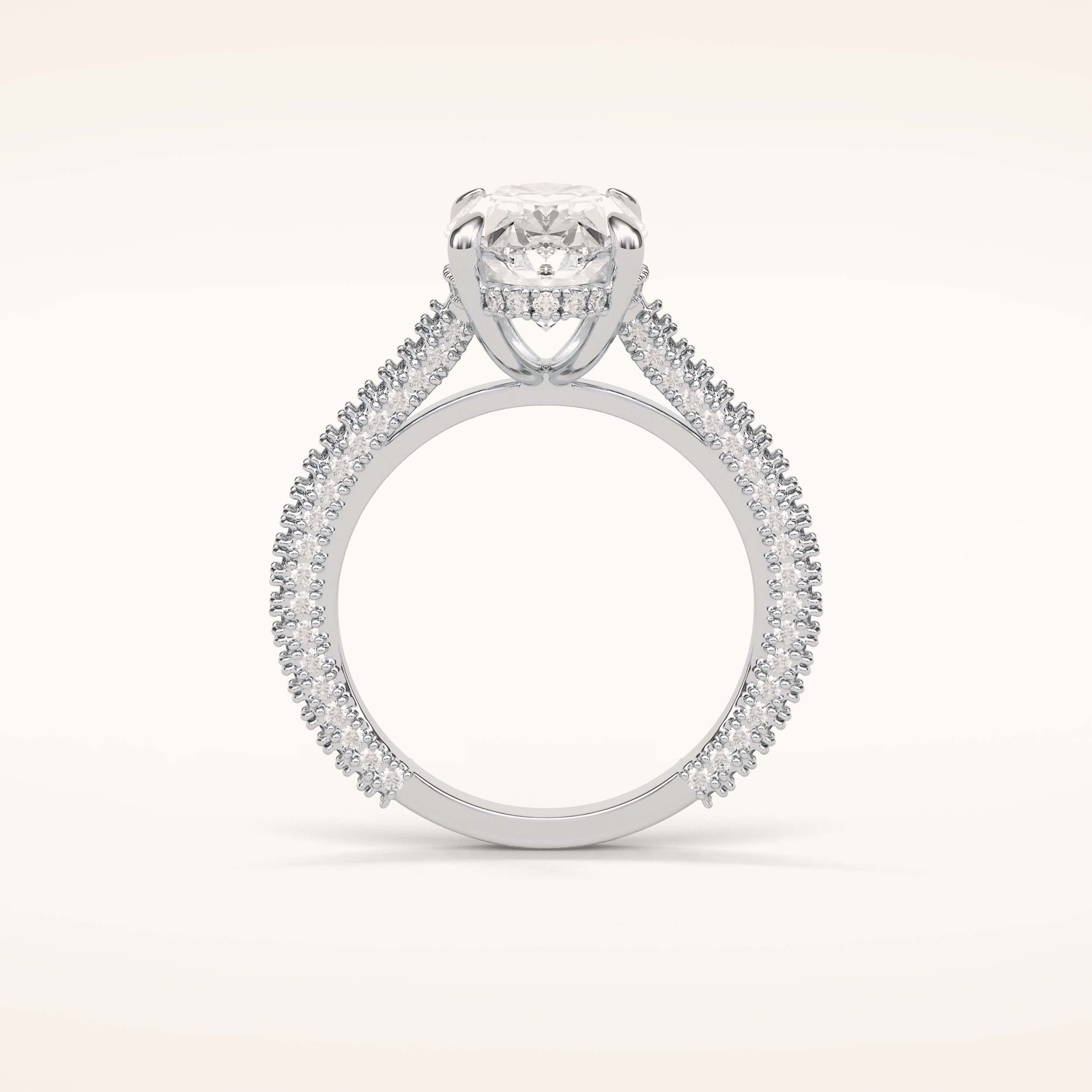 4 CT Oval Shaped Hidden Halo & Pave Moissanite Engagement Ring