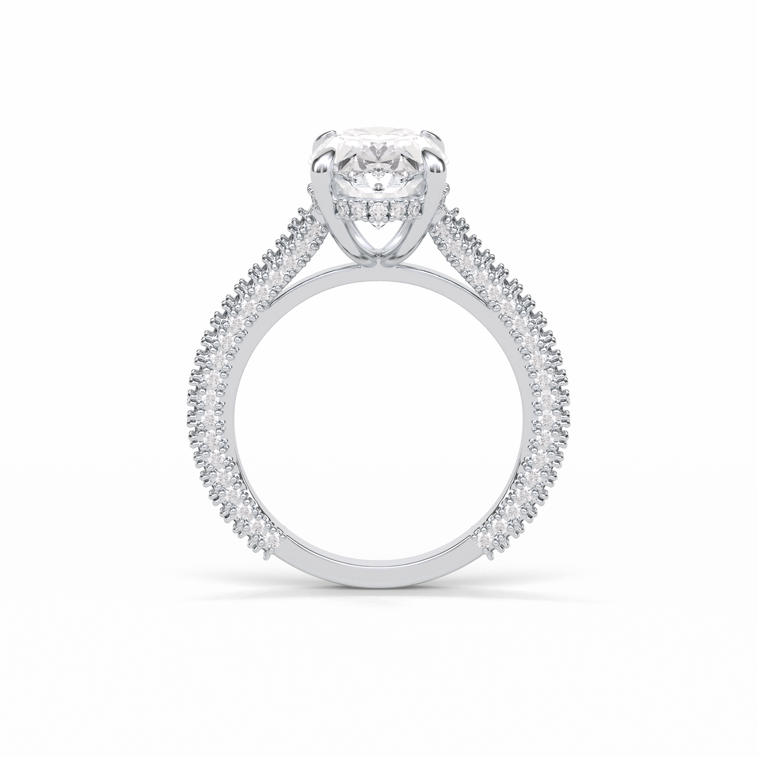 Oval Pave & Hidden Halo Lab Grown Diamond Engagement Ring