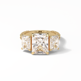 Radiant Pave & Three Stones Lab Grown Diamond Engagement Ring