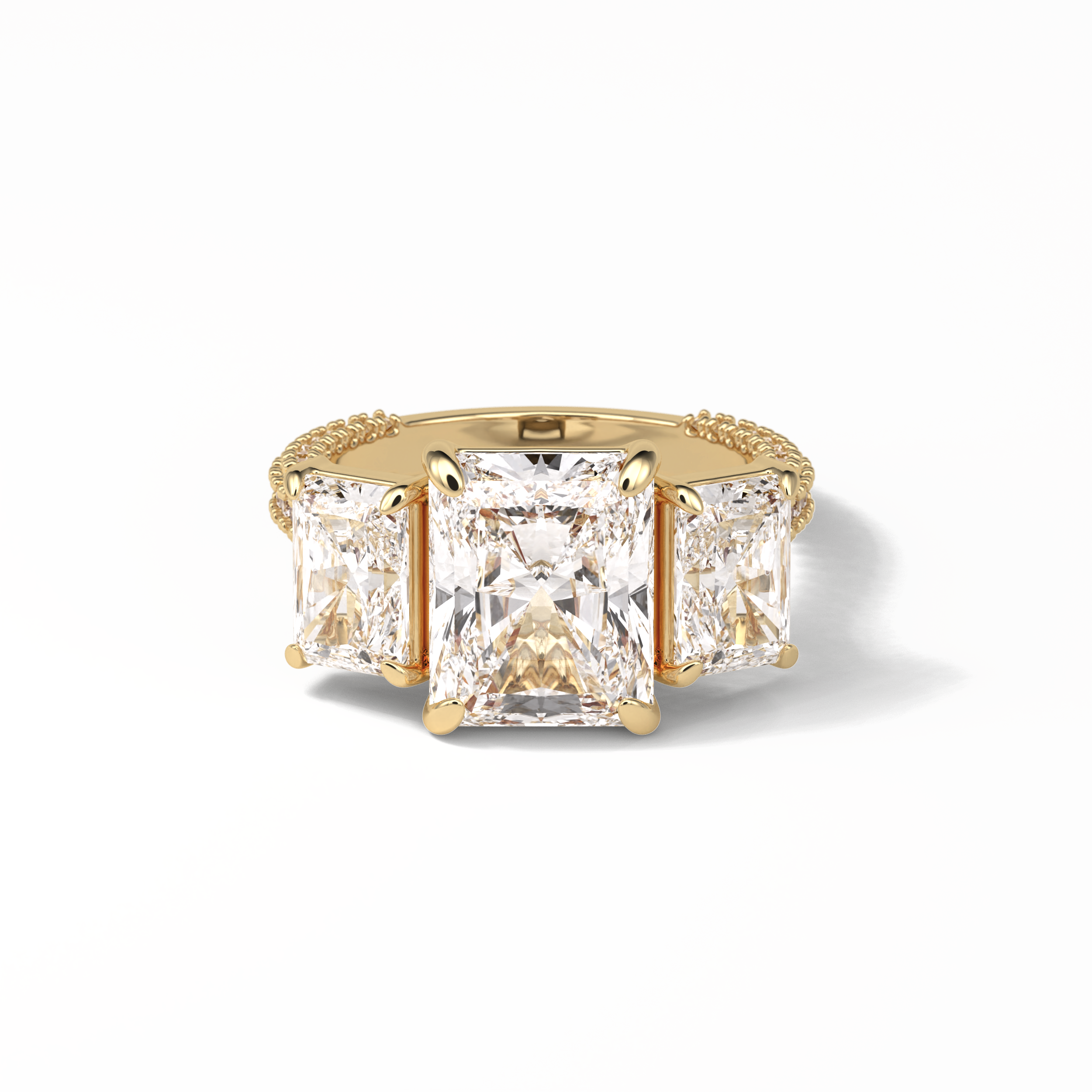 Radiant Pave & Three Stones Lab Grown Diamond Engagement Ring