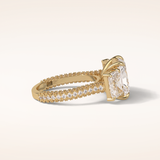 3.51 CT Radiant Shaped Three Stones & Pave Moissanite Engagement Ring