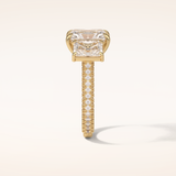 3.51 CT Radiant Shaped Three Stones & Pave Moissanite Engagement Ring