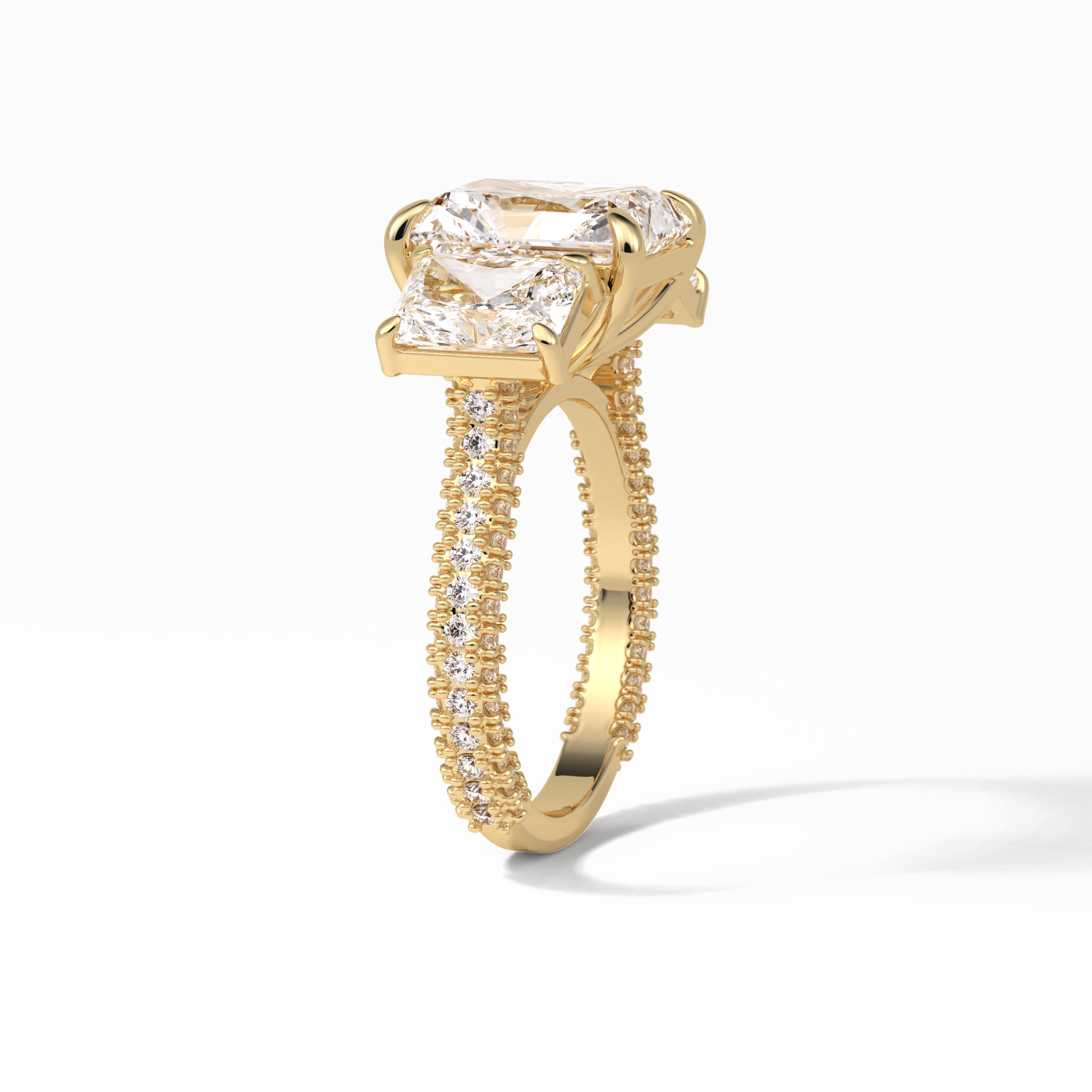 Radiant Pave & Three Stones Lab Grown Diamond Engagement Ring