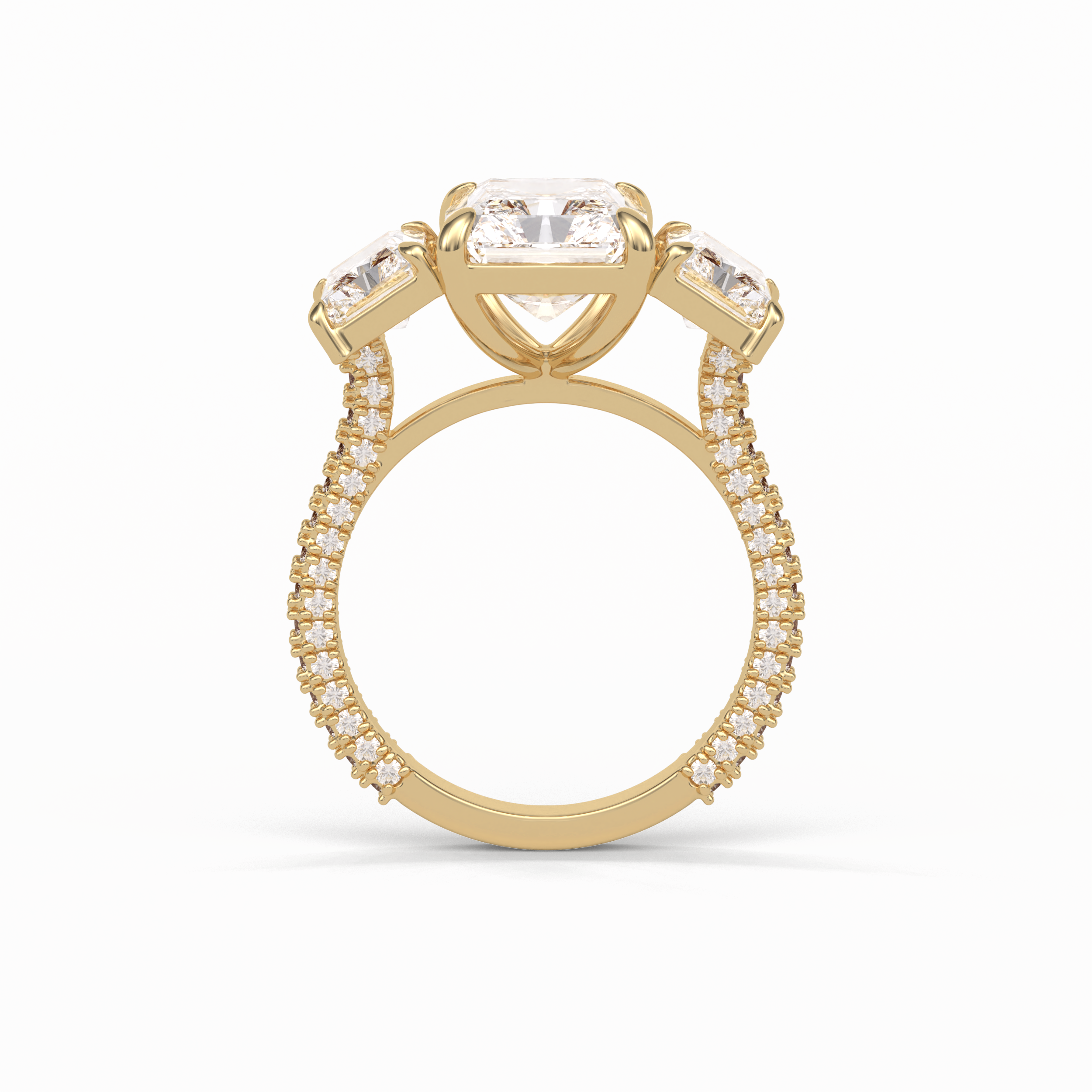 Radiant Pave & Three Stones Lab Grown Diamond Engagement Ring