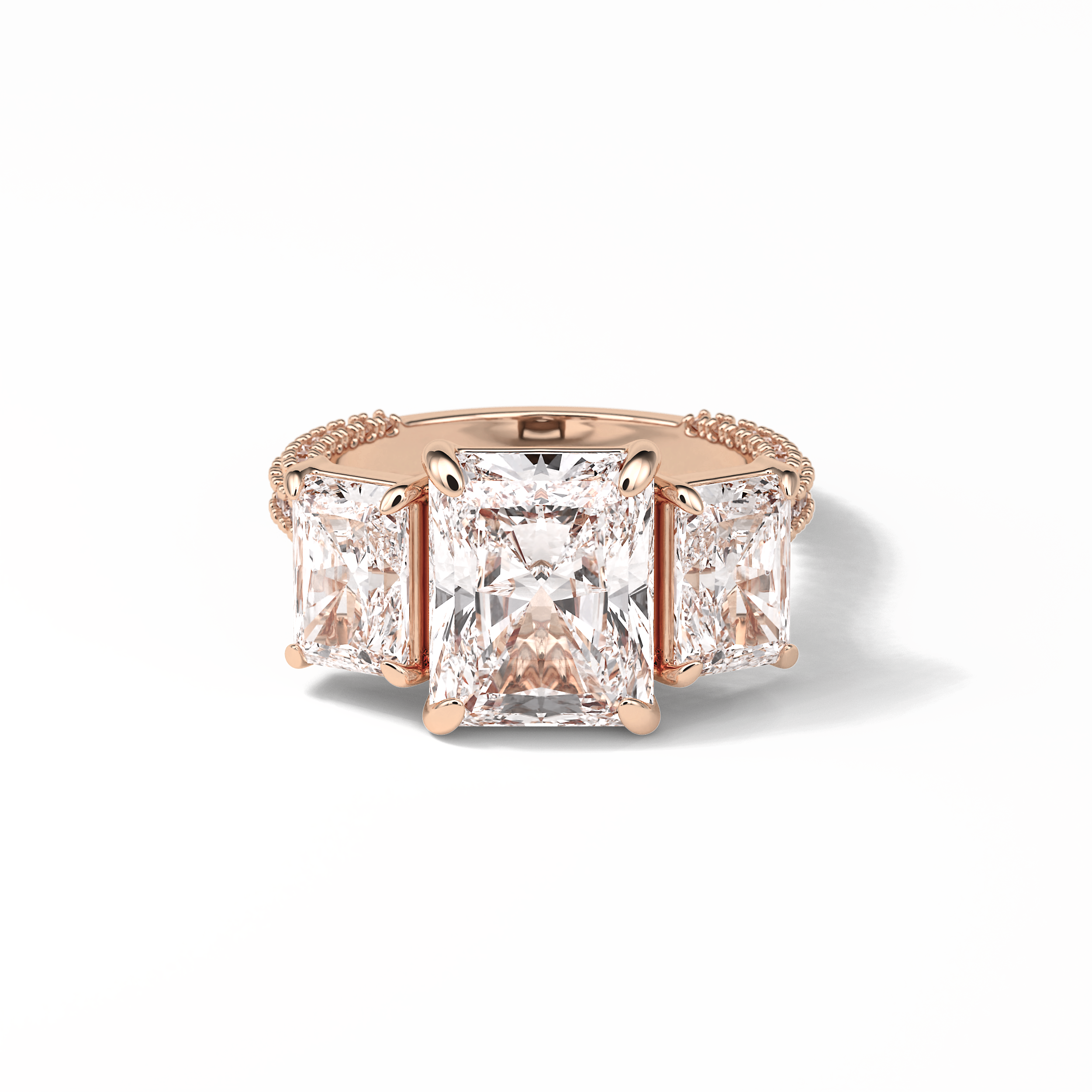 Radiant Pave & Three Stones Lab Grown Diamond Engagement Ring