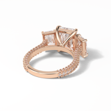 Radiant Pave & Three Stones Lab Grown Diamond Engagement Ring