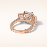 3.51 CT Radiant Shaped Three Stones & Pave Moissanite Engagement Ring