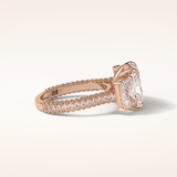 3.51 CT Radiant Shaped Three Stones & Pave Moissanite Engagement Ring