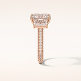 3.51 CT Radiant Shaped Three Stones & Pave Moissanite Engagement Ring