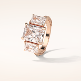 3.51 CT Radiant Shaped Three Stones & Pave Moissanite Engagement Ring