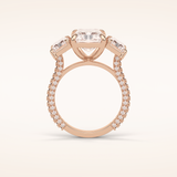 3.51 CT Radiant Shaped Three Stones & Pave Moissanite Engagement Ring