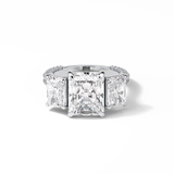 Radiant Pave & Three Stones Lab Grown Diamond Engagement Ring