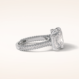 3.51 CT Radiant Shaped Three Stones & Pave Moissanite Engagement Ring