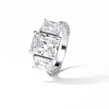 Radiant Pave & Three Stones Lab Grown Diamond Engagement Ring