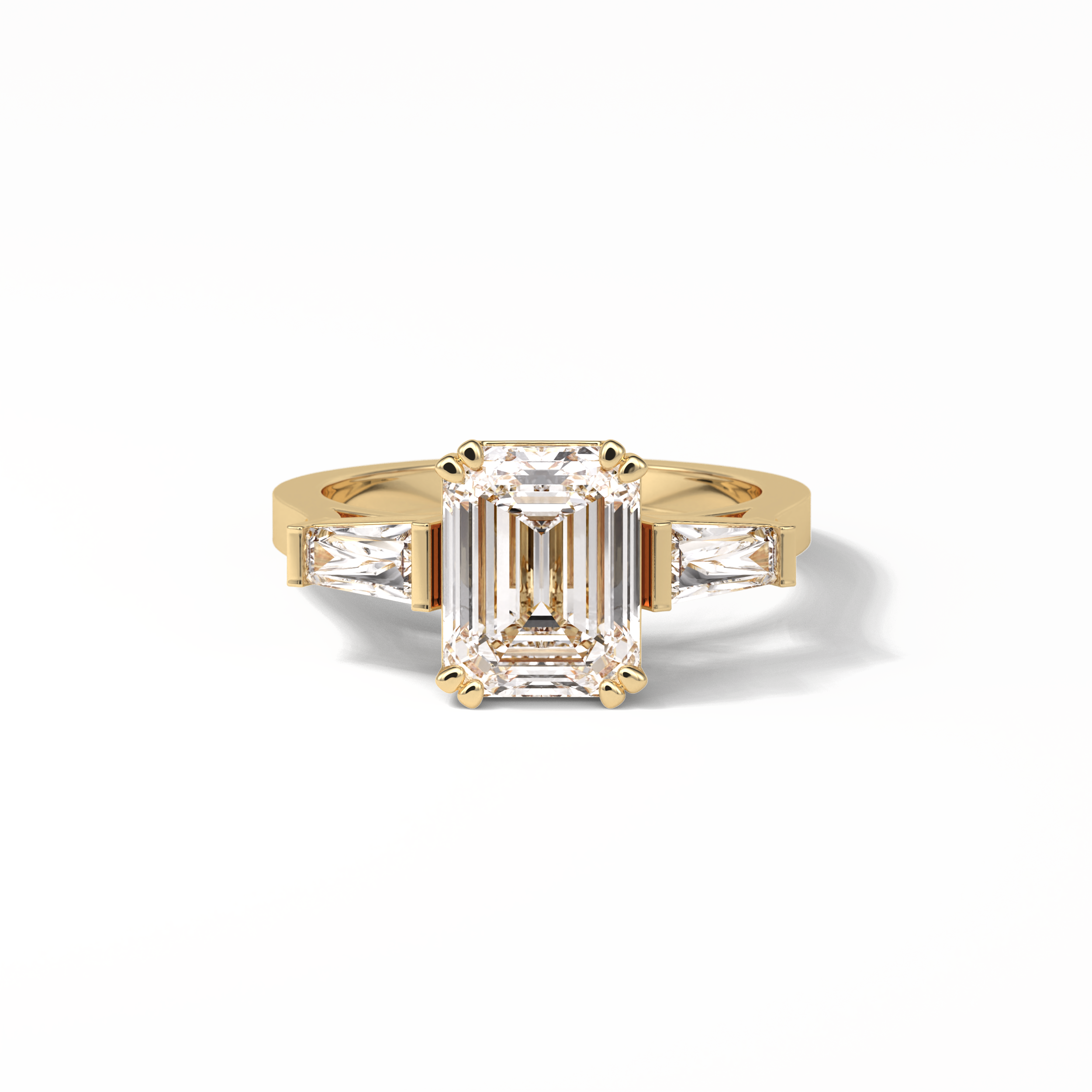 Emerald Three Stones Lab Grown Diamond Engagement Ring
