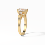 Emerald Three Stones Lab Grown Diamond Engagement Ring