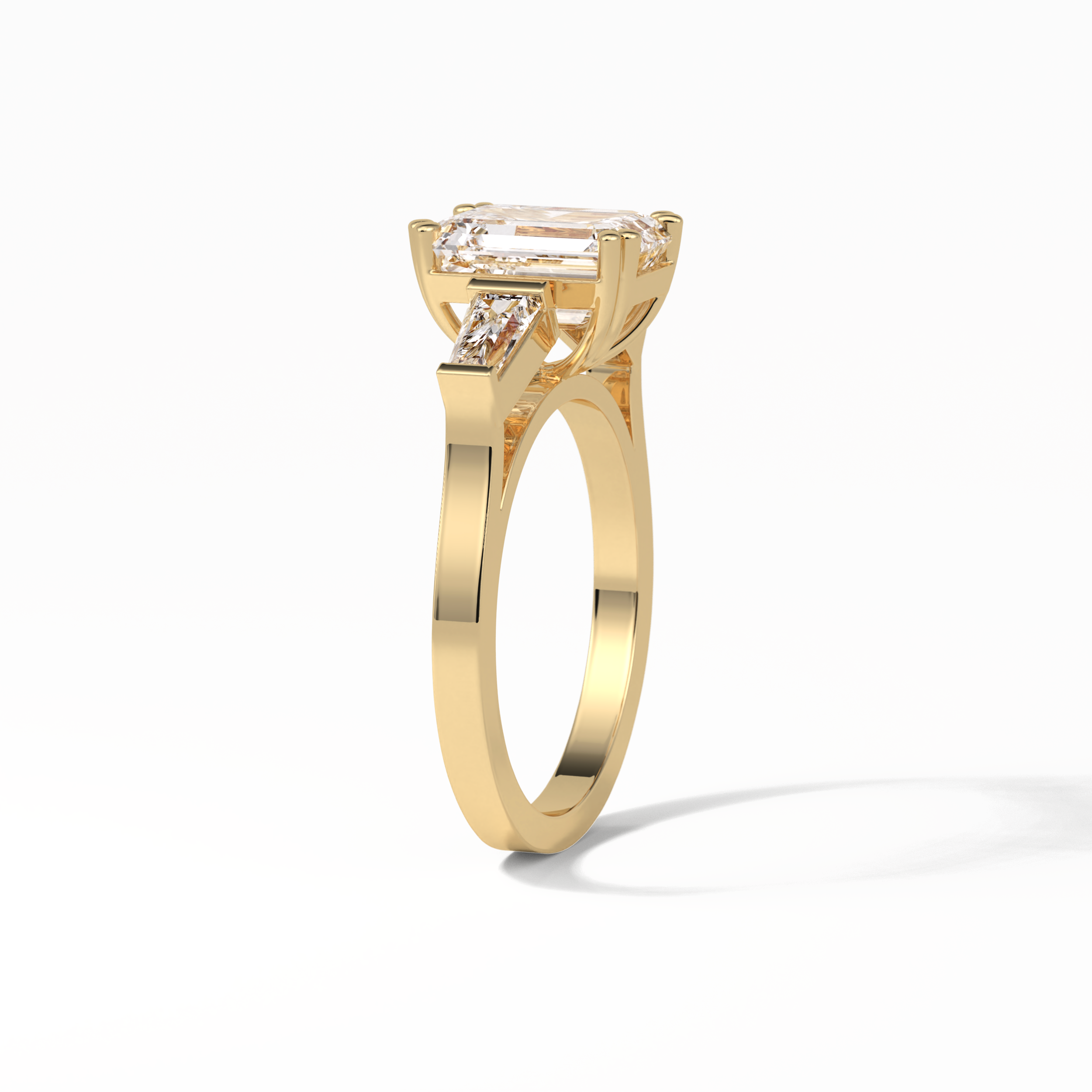 Emerald Three Stones Lab Grown Diamond Engagement Ring