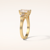 2.30 CT Emerald Shaped Three Stones Moissanite Engagement Ring