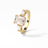 Emerald Three Stones Lab Grown Diamond Engagement Ring