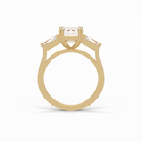 Emerald Three Stones Lab Grown Diamond Engagement Ring
