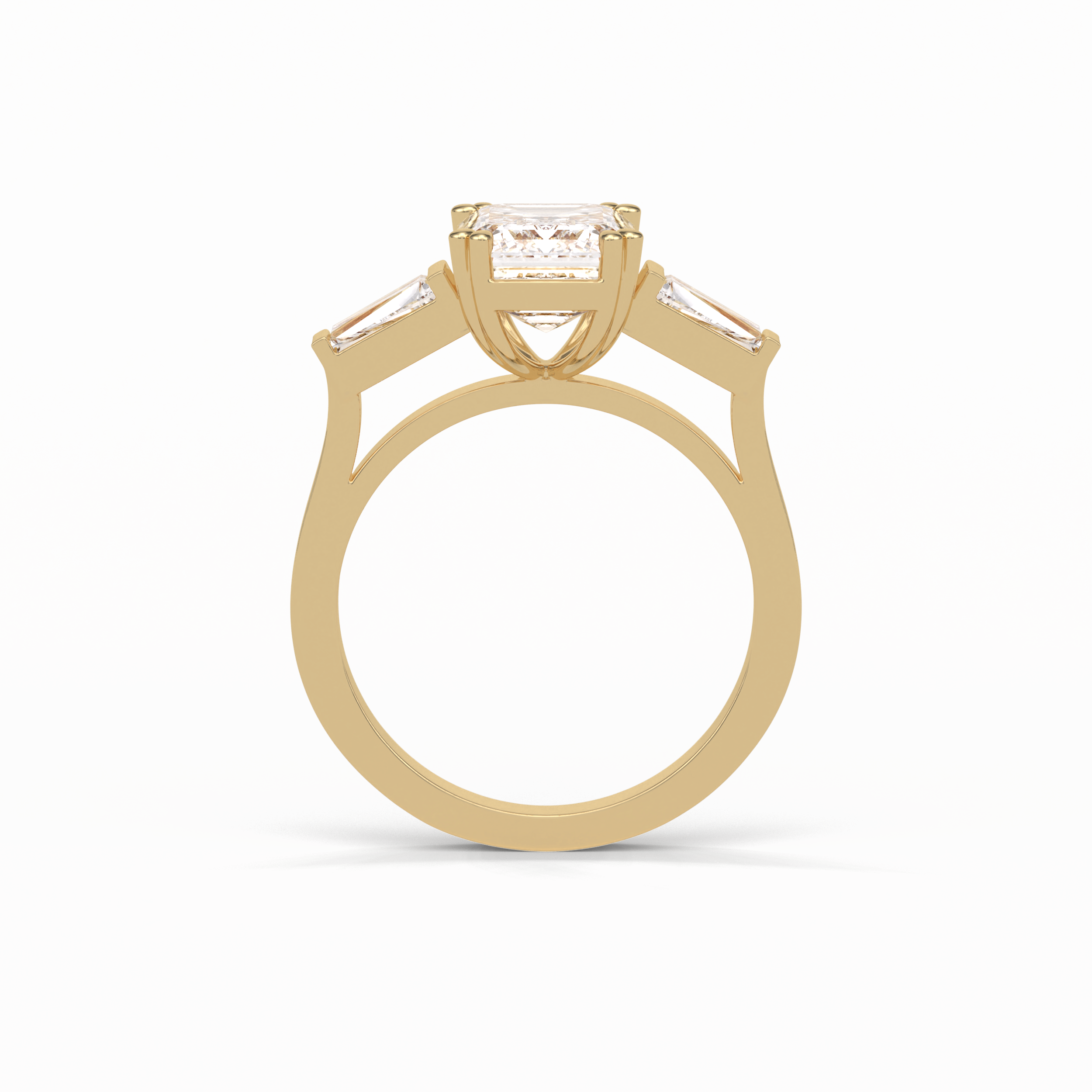 Emerald Three Stones Lab Grown Diamond Engagement Ring