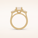 2.30 CT Emerald Shaped Three Stones Moissanite Engagement Ring