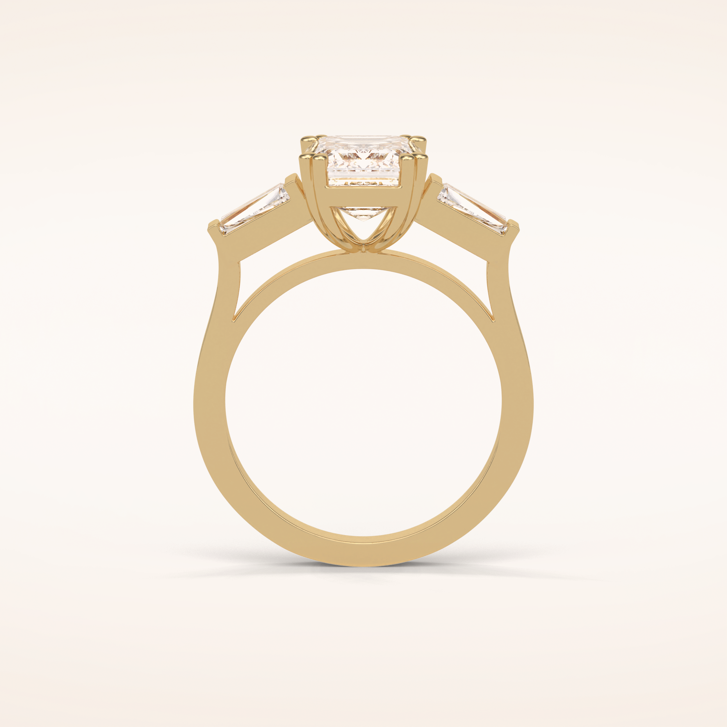 2.30 CT Emerald Shaped Three Stones Moissanite Engagement Ring