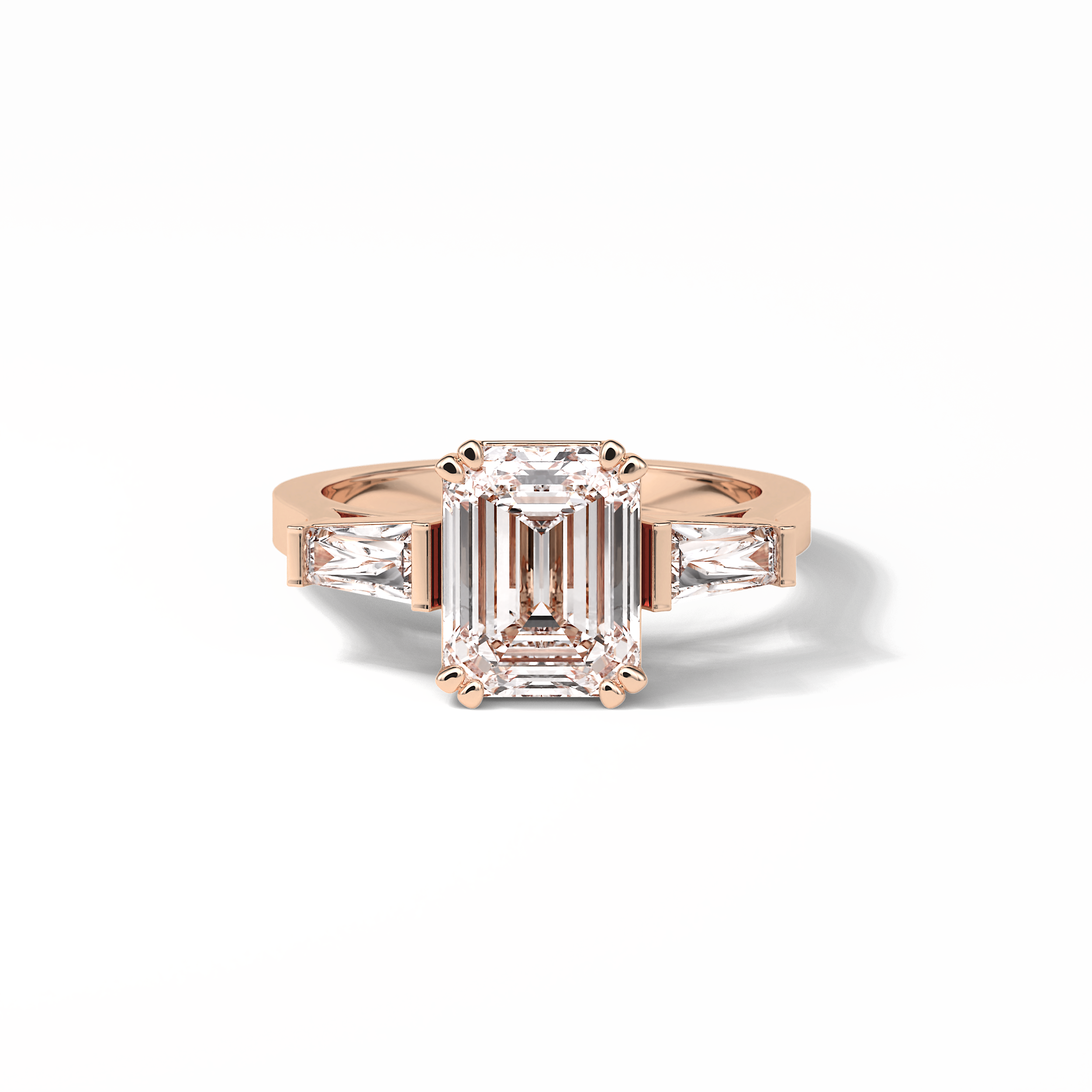 Emerald Three Stones Lab Grown Diamond Engagement Ring