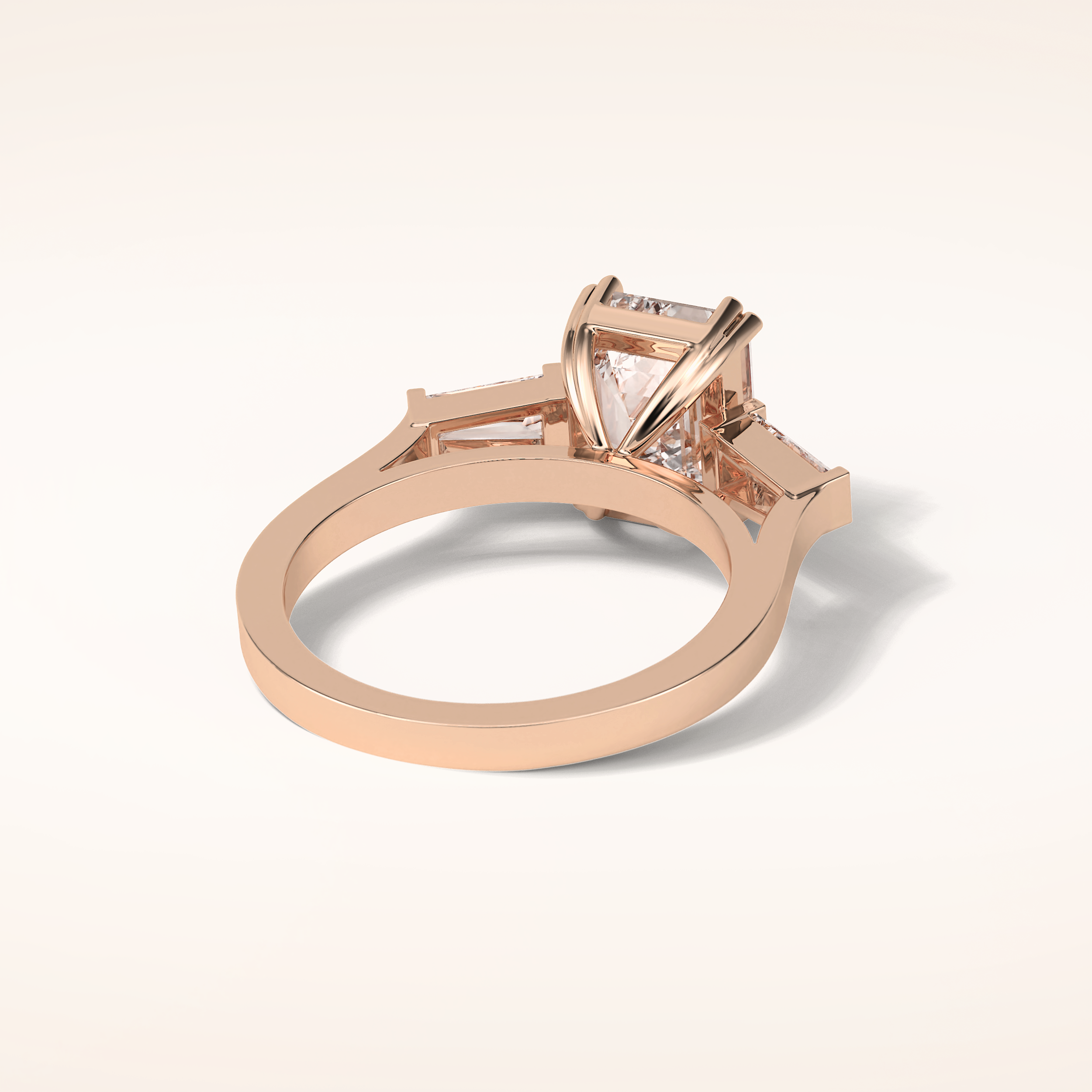 2.30 CT Emerald Shaped Three Stones Moissanite Engagement Ring