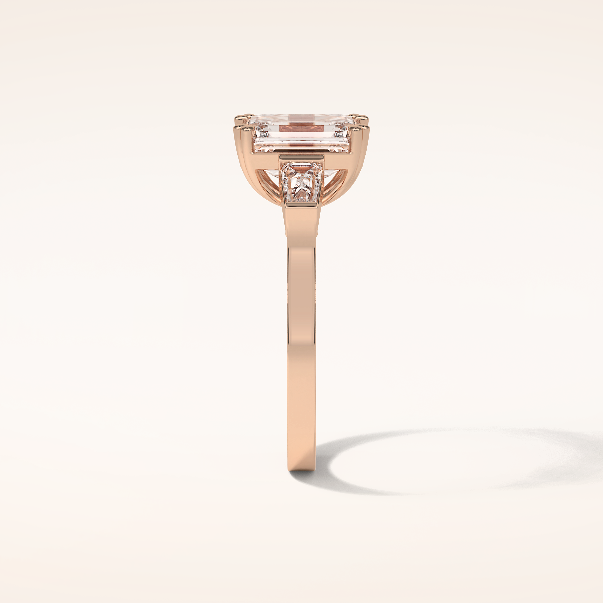 2.30 CT Emerald Shaped Three Stones Moissanite Engagement Ring