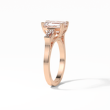 Emerald Three Stones Lab Grown Diamond Engagement Ring