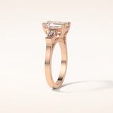 2.30 CT Emerald Shaped Three Stones Moissanite Engagement Ring