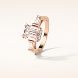 2.30 CT Emerald Shaped Three Stones Moissanite Engagement Ring