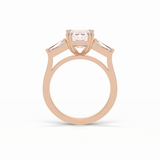 Emerald Three Stones Lab Grown Diamond Engagement Ring