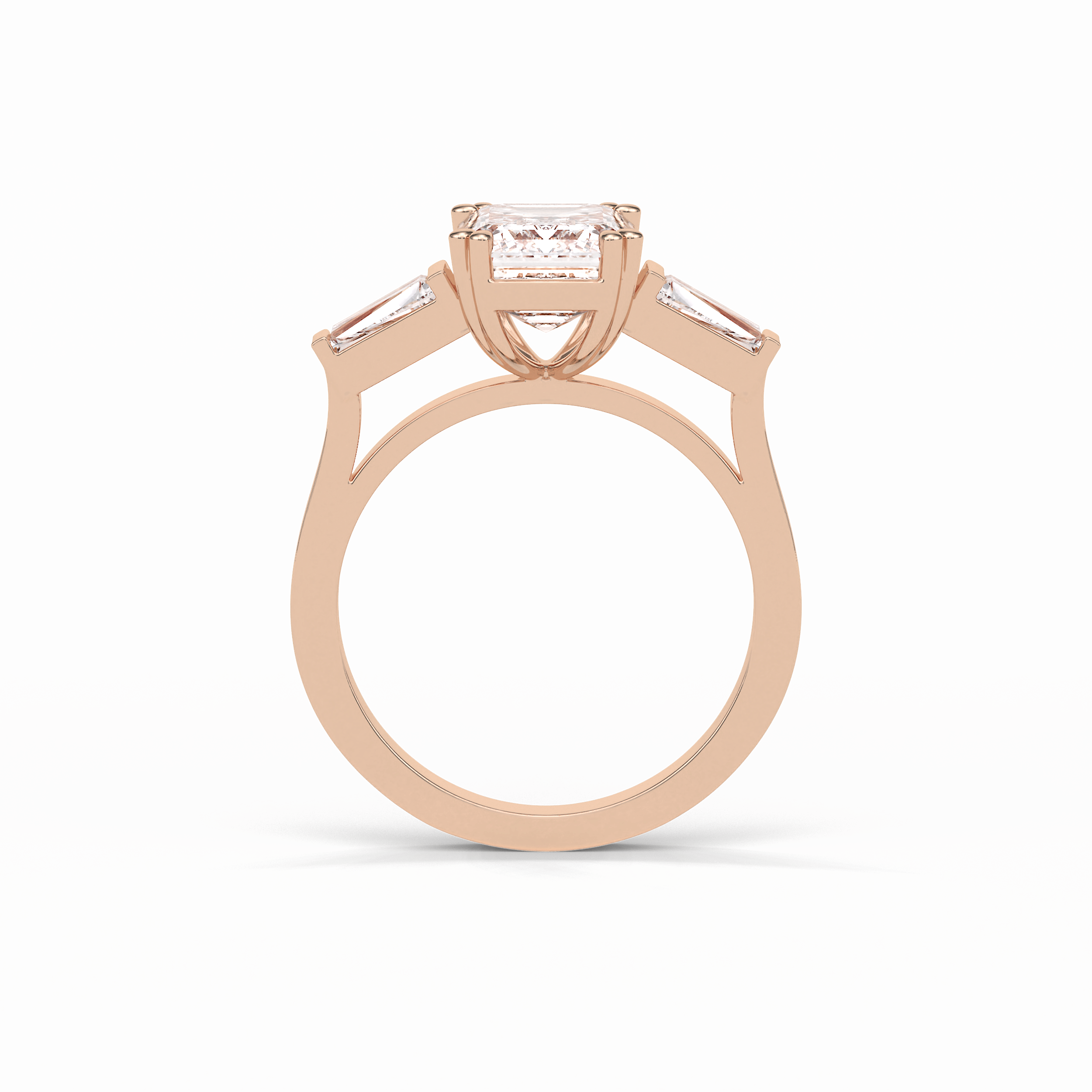 Emerald Three Stones Lab Grown Diamond Engagement Ring