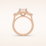 2.30 CT Emerald Shaped Three Stones Moissanite Engagement Ring